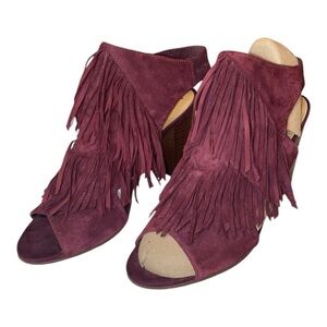 SAM EDELMAN Women’s Fringe Dress Shoes Faux Suede in Burgundy Size 10M